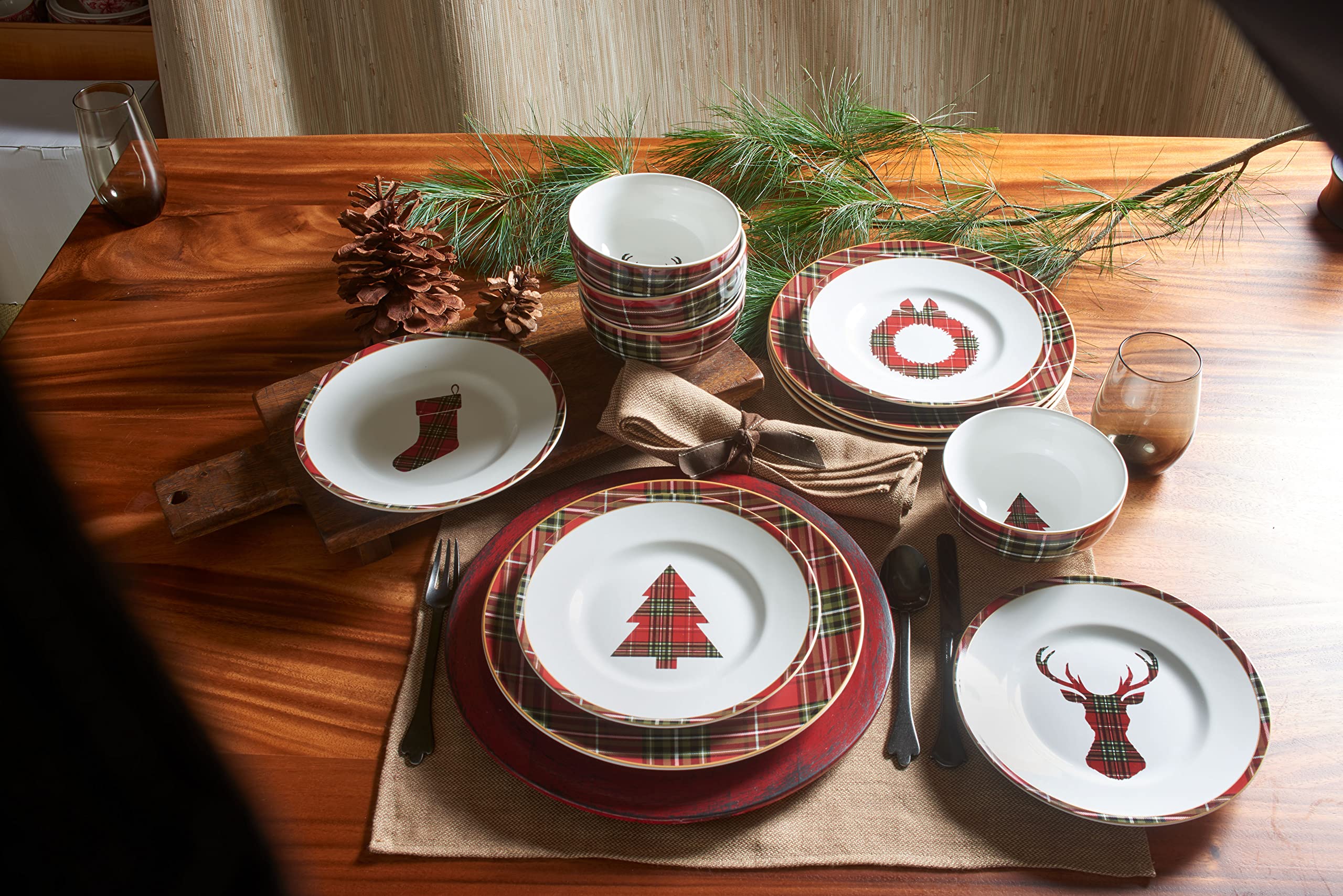 Amazon.com | 222 Fifth 12-Piece Porcelain Dinnerware Set for 4